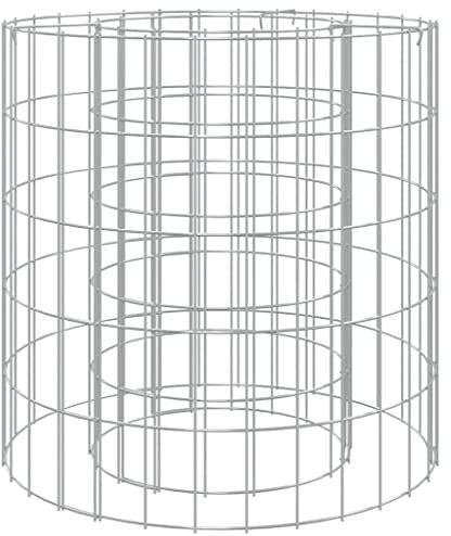 vidaXL Gabion braciere per esterni camino portatile a parete braciere per patio grande riscaldatore da campeggio per terrazza da giardino Ø 50 cm in ferro zincato