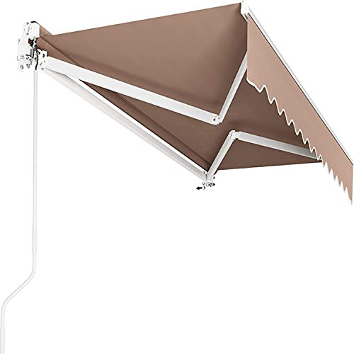 Auvent Manuel Rétractable pour Bras Articulés, 300 x 250 cm, Store Articulé, avec Support Mural, Manivelle, Imperméable, AluminiumPolyester, pour Extérieur, Terrasse, Balcon, Beige