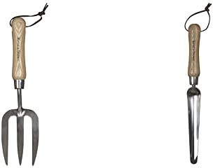 Kent & Stowe Handgabel – Blumengabel aus Edelstahl & schmale Pflanzkelle – Handschaufel aus Edelstahl zum Pikieren und Umpflanzen Blumen-Kelle mit Griff aus Eschenholz