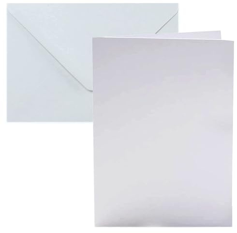 Pack of 50 A6 Blank Cards and Envelopes White 350 GSM Blank Cards and Envelopes for Card Making Eco-Friendly Papa Prints®