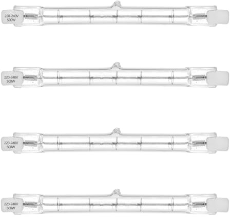 VINBE ECO HaloLine Halogen Tube, R7S Base, T3 Halogen Tube lamp, 230V, 400W=500W, 118mm, Warm White - 2800K (4 Pieces)