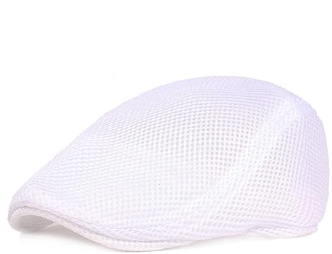 GIBZ Barett Herren Sommer atmungsaktive Mesh, Schiebermütze Damen, Unisex Beret Schirmmütze Flatcap Sportmütze Newsboy Cap, Weiß