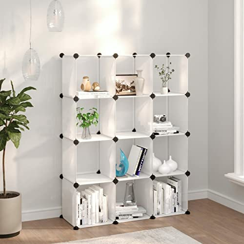 ADWOA Regalsystem Abstellraum Schrank mit 12 Würfeln Transparent PP Schrank Space Shelving Units Storage