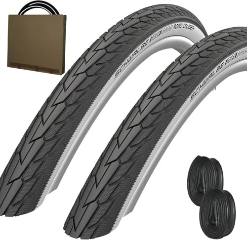 Schwalbe Reifen Road Cruiser HS484 28 x 1.25 | 32-622 schwarz weiß mit DV Schlauch [ 2 STÜCK ]