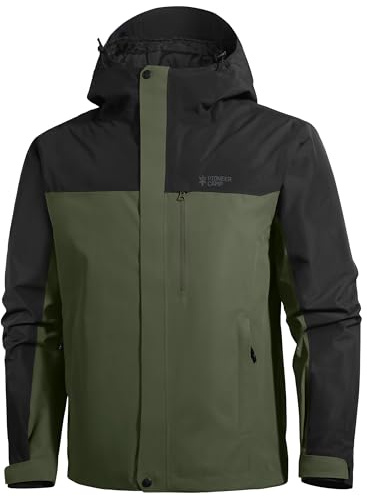 Pioneer Camp Herren Regenjacke Wasserdicht Atmungsaktiv Outdoor Jacke Mit Kapuze 4 Taschen