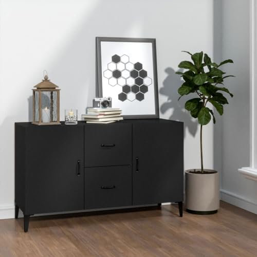 HETFTJN Sideboard, Nachtschrank Kücheninsel Küchenunterschrank Besenschrank Geeignet für Flur Badezimmer Entrance Küchenzeile Schwarz 100x36x60 cm Holzwerkstoff