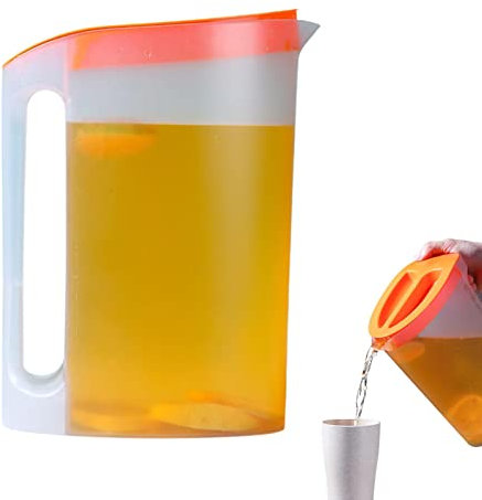 Brocche per Acqua, 2,2 Litro Caraffa in Plastica con Coperchio e Manico, Brocca Acqua da Tavola, Trasparente Contenitore per Bevande Frigo per Tè Calda e Fredda, Limonata, Caffè, Latte e Succo