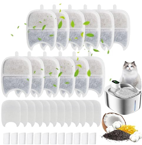 Rigidstone 12 Filtros de Fuente de Agua para Gatos para Bebedero de 4L 12 Esponjas Prefiltradas y 12 Esponjas para Bomba de Agua para Bebedero para Gatos YPD-C004