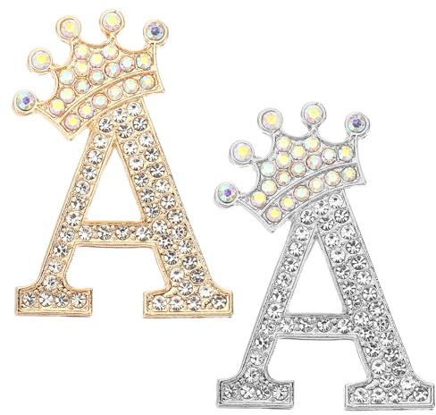 PATIKIL Brief Broschen Pins, Initial Strass Alphabet Brief Reversnadeln für Damen Anzüge Kleid Mantel Kleidung Handwerk
