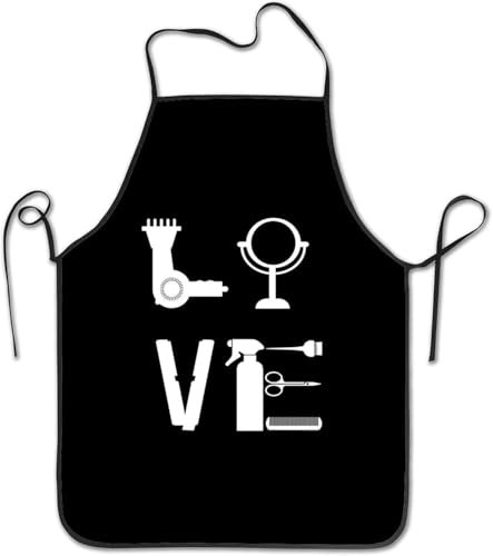 Wasserdicht Grillschürzen Friseur Haarstylistin Liebe Kochschürze Verstellbare Arbeitsschürze Weich Bastelschürze Für Kochen Grillen