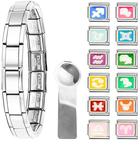 Rebanky Pulsera Italiana de Acero Inoxidable 12 Piezas Charms Herramientas de Apertura Módulos Niñas Niños