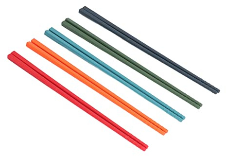 5 Pares de Palillos Reutilizables, Juego de Colores de 24 Cm, Palillos de Silicona de Acero Inoxidable con Agarre de Silicona, Vajilla de Cocina Antideslizante Coreana, No