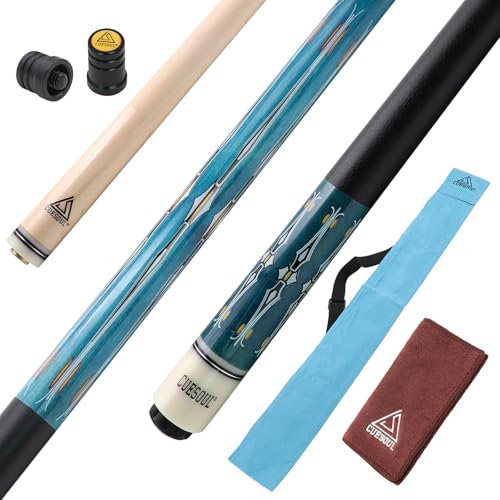 CUESOUL 58 Zoll Pool-Queue,21oz,13 mm Spitze, Billard-Queue mit Irish Wrap, verpackt in blau Queue-Tasche