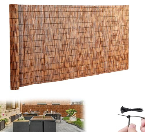 Schilfrohrzaun Für Den Außenbereich, Natürlicher Sichtschutz Für Den Garten, 50 100 110 120 130 Cm Hoch, Schilfrohrmatte Für Die Terrasse, Windschutz/Sonnenschutz/Atmungsaktiver(120x500cm(3.9x16.4FT))