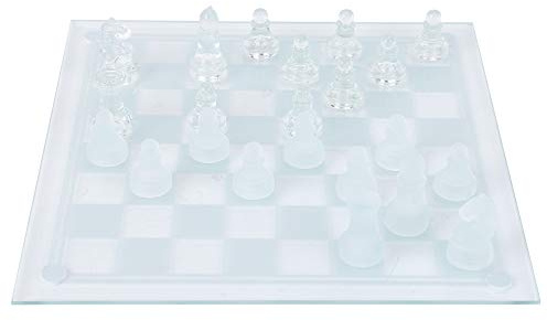 Internationellt Schackset - Utsökta Frostade Kristallpjäser, 32 Bitar, 25x25cm Bräde, Perfekt Present för Vuxna & Resecamping