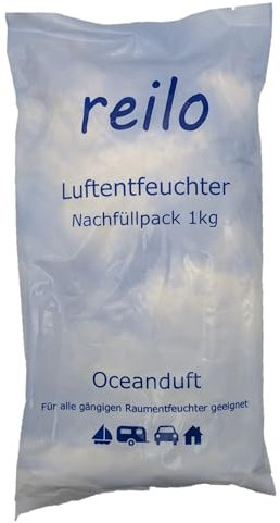 reilo 10x 1kg Oceanduft Luftentfeuchter Granulat, Raumluftentfeuchter im Vliesbeutel, Nachfüllpacks für gängige Entfeuchterboxen, Lufttrockner für Wohnraum, Schlafzimmer, Keller