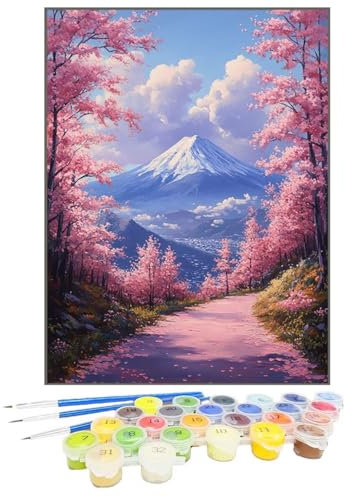 Malen Nach Zahlen Erwachsene Berg, Paint by Numbers Baum DIY mit Pinseln und Acrylfarben Handgemalt öLgemäLde Leinwand für Kreative Heimdekoration Geschenke für Frauen, Ohne Rahmen 50 x 70 cm Z1-2
