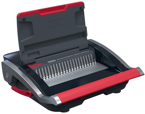 GBC CombBind CB25 Manuelles Bindegerät - Bindet 390 A5/A4-Blätter, kompaktes und leichtes Design, stanzt 25 Blätter, Schwarz/Silber, 4410063