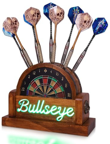 CoolGift Mart Beleuchteter Dart-Ständer, hölzerne Dart-Halter mit USB betrieben hält 9 Darts, Weihnachten Geburtstag Geschenke für Darts-Enthusiasten