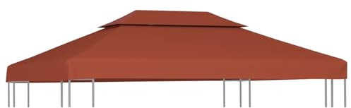 Gecheer Copertura Superiore Gazebo a 2 Strati 310g/m² 4x3m Terracotta,Tessuto di Ricambio per Gazebo,Impermeabile,Tetto di Ricambio,Tetto per Tendone Protezione,Telo Gazebo,P46618