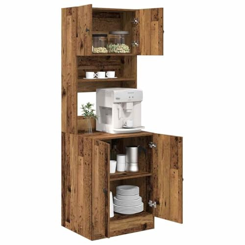 vidaXL Credenza da Cucina 2 PCS Legno Vecchio 60 x 50 x 180 cm, Ampio Spazio, Mobile da Cucina Rettangolare Moderno, Organizer Chic per Sala da Pranzo, arredo Smart