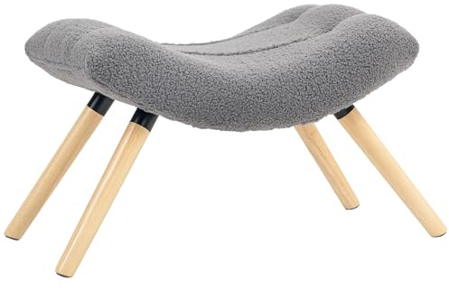 HOMCOM Sitzhocker mit Weichem Sitzkissen Holzbeinen Fußhocker Dunkelgrau