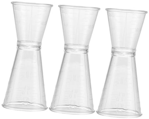 VICASKY Misurino Doppio Jigger in Plastica Riutilizzabile, Misurino Da Oncia Per Cocktail e Vino, Strumento Di Misurazione Per Bar e Feste, Set Da 3 Pezzi