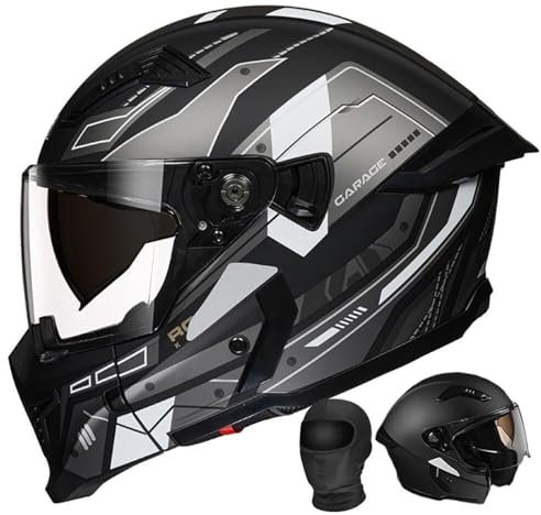 Casque De Moto Modulable Et Rabattable, Intégral, Double Visière, Homologué ECE 2206, for Adultes, Hommes Et Femmes, Moto, Cyclomoteur, Course, Tourisme, Sécurité, Léger(H,XXL63~64CM)