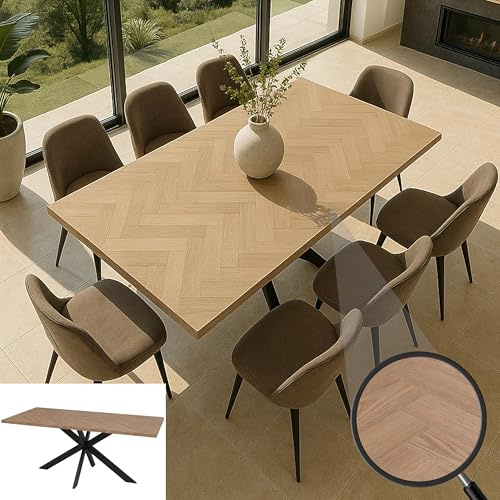 Mendler Esszimmertisch HWC-O55 MDF 180cm - helle Eiche-Optik | Küchentisch, Tisch, Esstisch, Industrial, Metall