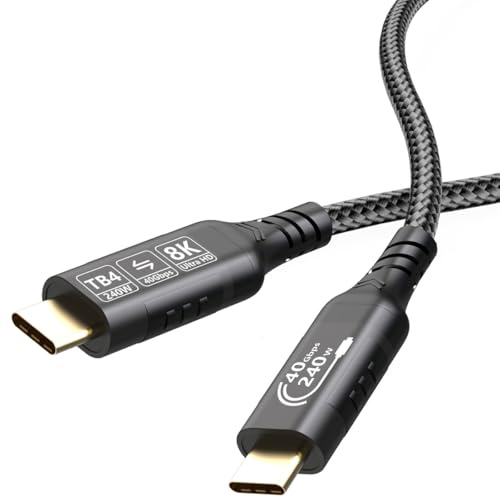 Ruipoo USB4 Cable with Thunderbolt 4 1M, 40Gbps USB-C Data & Video Cable, 8K@60Hz & 4K@144Hz, 240W Fast Charging for MacBook Pro, Mobile, Tablet, Monitor & USB-C Devices
