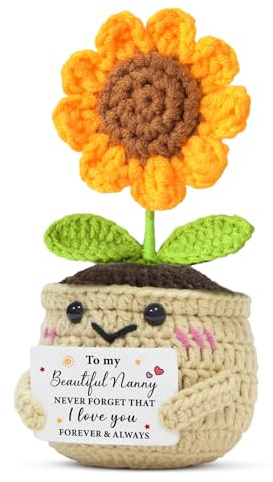 QMVMV Handmade Sunflower Crochet Nanny Gifts from Grandson Granddaughter - Birthday Christmas Thanksgiving for Nanny