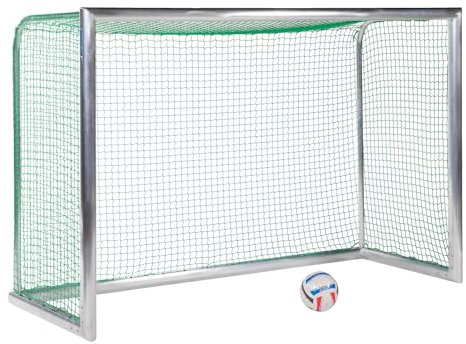 Sport-Thieme Mini-Fußballtor Professional Kompakt | Alu-Naturblank | Latten-/Pfostenkonstruktion | inkl. Netz & Sicherheits-System-Netzhalter | Rundrohr-Bodenrahmen | Aluminium
