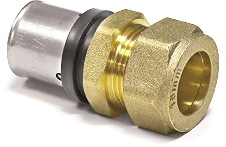 Pipetec Pressfitting Verschraubung Übergang 32x3 mm Verbundrohr auf 35mm Kupferrohr TH Kontur, DVGW, TH-Profil
