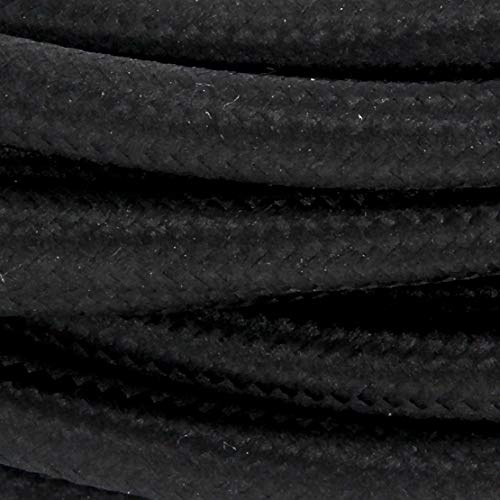 CHACON Câble Textile avec Prise et Interrupteur (2m) - Noir