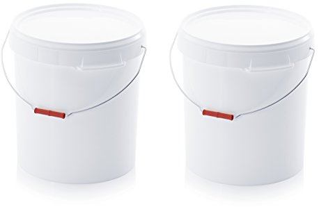 2X Eimer 30l mit Deckel und Metallbügel * lebensmittelecht * 30 Liter * weiß * Kunststoffeimer, 2er Set