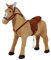HOMCOM Reitpferd auf Rollen 60 cm Stehpferd mit Sattel, Zaumzeug Steigbügel Sound Spielpferd zum Reiten Draufsitzen Schaukeltier für Kinder ab 3 Jahre, Schaukelpferd Plüschpferd Indoor Outdoor Beige