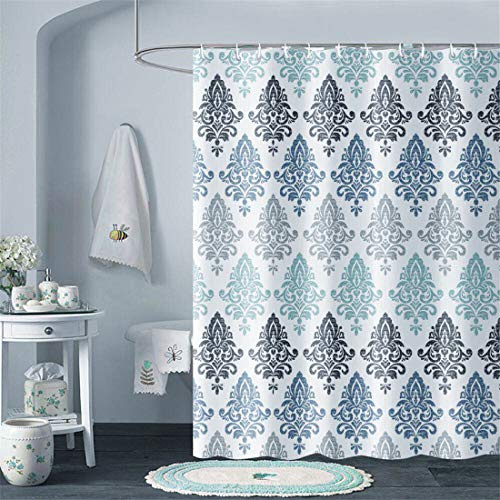 X-Labor Wasserabweisend Duschvorhang 240x200cm Dick Textil Stoff Anti-Schimmel inkl. 12 Duschvorhangringe Waschbar Badewannevorhang 180x200cm Muster-G