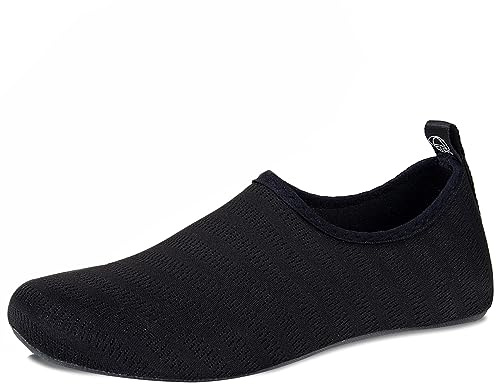 WateLves Water Shoes for Womens Mens Barefoot Quick-Dry Aqua Socks for Beach Swim Surf Yoga Exercise Camping Must Haves (LXY.Black, 38/39)