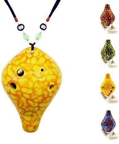 ERZA SCARLET Okarina 6-Loch Strawfire Triforce Okarina C-Schlüssel – Legend of Zelda Keramik Okarina (gelb)