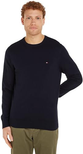 Tommy Hilfiger Uomo Pullover Essential Cotton Crew Neck in Cotone, Blu (Desert Sky), S