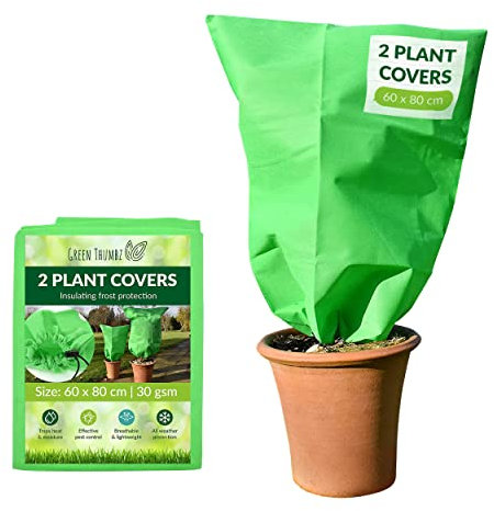 Green Thumbz Plant Fleece Frost Protection Jackets 60cm x 80cm - 2 Pack Plant Protection Covers - Plant Winter Protection Covers- Frost Covers for Outdoor Plants and Fruit Tree
