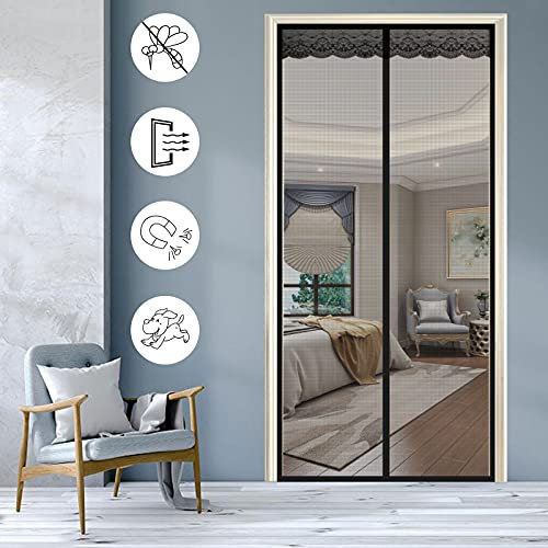 Magnet Fliegengitter Tür, Magnetisch ​Polyester Insektenschutz Fliegenvorhang Klebemontage Ohne Bohren​ für die Balkontür und Terrassentü