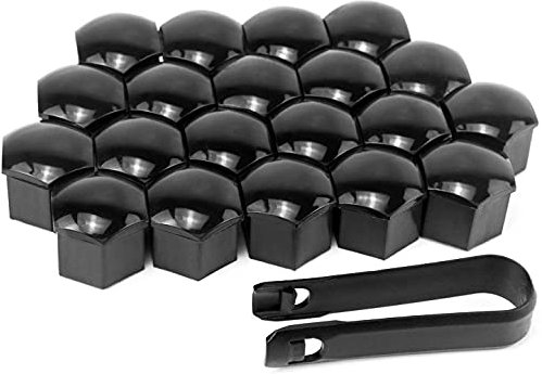 GUUZI 20 Pezzi Copri Bulloni Copridado Ruota 21mm Copri Dadi Esagonali Universali Copri Bullone Copriruota Auto con Strumento di Rimozione (Nero)