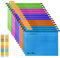 A4 Suspension Files, MerryNine 15PCS Polypropylene Filing Cabinet Suspension Files with Tabs and Card Inserts for School Home Work Office Organization **Check Size Before Ordering**(Mixed Color, A4)