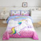 Loussiesd Dreamy Unicorn - Juego de colcha para mujer, tamaño individual, color rosa y morado, con 1 funda de almohada, microfibra suave, relleno de plumón para invierno y verano
