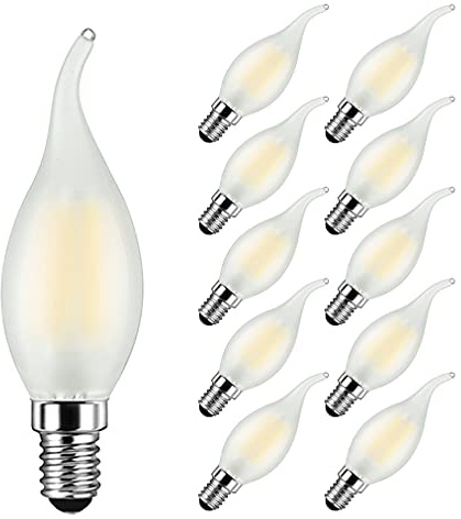 MAYCOLOR Glühbirne LED Kerzenform E14 4W Ersetzt 40W, 400 lumen, Kaltweiß 6500K, Birne Kerzenform E14 Ideal für Kronleuchter und Kristalllichter, Nicht Dimmbar, Glas Matt, 10er Pack