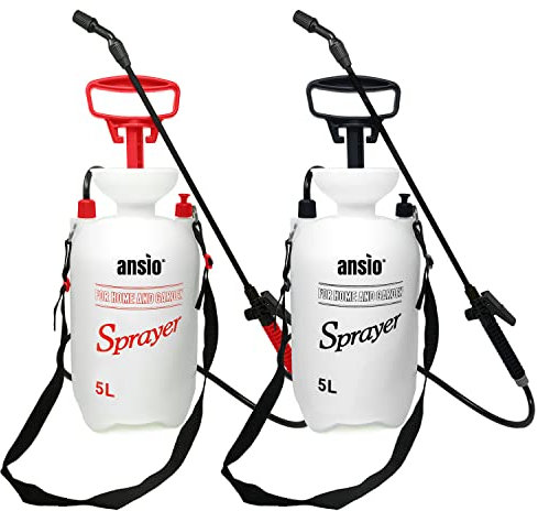 ANSIO® Garden Sprayer 5 litre Pack of 2 Pressure Sprayer Pump Action, Weed Killer,Water Pump Sprayer, Ideal with Pesticides, Insecticides, Fungicides.
