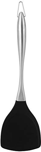 Spatola in silicone con manico in acciaio inossidabile, pala scanalata con bordo morbido in silicone flessibile Pala per girarrosto di pesce Pala in acciaio inossidabile con manico flessibile resisten