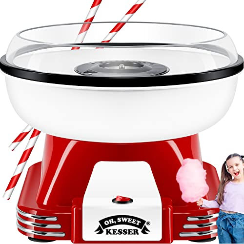 KESSER® Juego de máquina de algodón de azúcar para tu hogar – con 30 Varillas de algodón de azúcar y cucharas medidoras – Máquina de algodón Retro – Máquina de algodón de azúcar con Accesorios