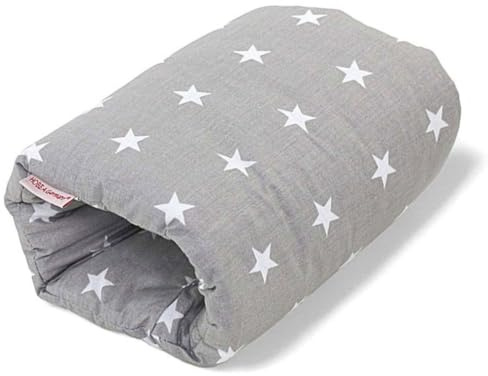 HOBEA-Germany Ministillkissen für unterwegs, Modell: Sterne grau | OEKO-TEX® STANDARD 100 zertifiziert, IGR zertifiziert (ergonomisches Produkt) Stillmuff Reisestillkissen Armstillkissen